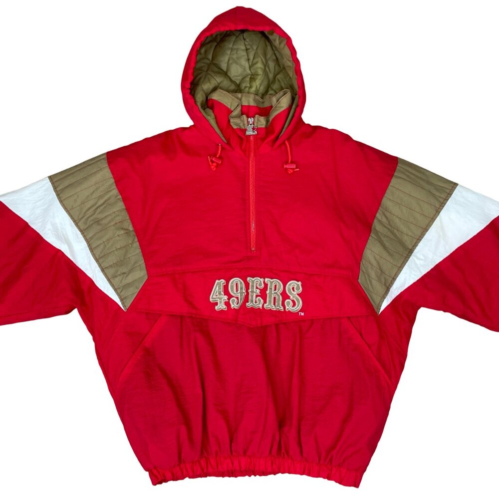 Vtg '90s San Francisco 49ers Red Pullover Parka NFL Starter Warm Jacket Adult XL
